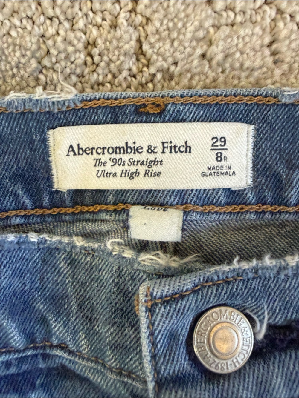 Abercrombie & Fitch Women's '90s Straight Ultra High Rise Jeans - Light Blue